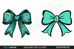 Watercolor Teal Bow PNG Clipart Product Image 1