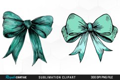 Watercolor Teal Bow PNG Clipart Product Image 1