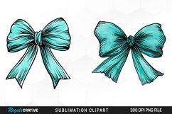 Watercolor Teal Bow Graphics Clipart Product Image 1