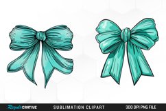 Watercolor Teal Bow Graphics Clipart Product Image 1