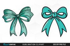 Watercolor Teal Bow Clipart Bundle Product Image 2