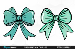 Watercolor Teal Bow Clipart Bundle Product Image 3