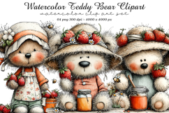 Watercolor Teddy Bear Clipart Product Image 1