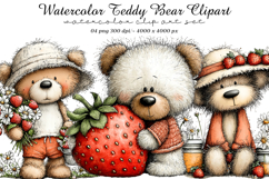 Watercolor Teddy Bear Clipart Product Image 1