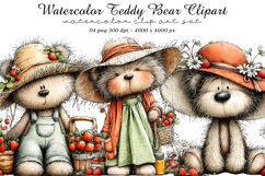 Watercolor Teddy Bear Clipart Product Image 1