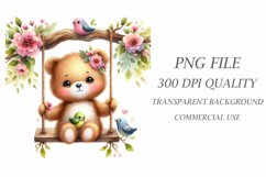 Watercolor Teddy Bear Clipart Product Image 3