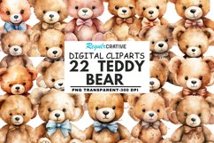 Teddy Bear Watercolor Sublimation Clipart Product Image 1