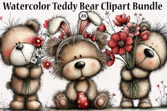 Watercolor Teddy Bear Clipart Bundle Product Image 1
