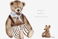 Vintage Watercolor Baby Clipart Animal PNG Nursery Art Bunny Product Image 7