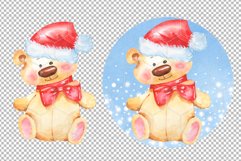 Christmas Teddy bear. Watercolor PNG Sublimation Product Image 2