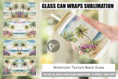 Glass Can Wraps Watercolor Beach Scene Product Image 1