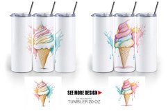 Watercolor Ice Cream | Tumbler Sublimation Wrap Product Image 3