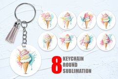 Watercolor Ice Cream Keychain | Keyring Product Image 1