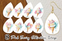 Watercolor Ice Cream Earring teardrop sublimation design Product Image 1