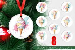 Watercolor Ice Cream Christmas Ornaments Product Image 1