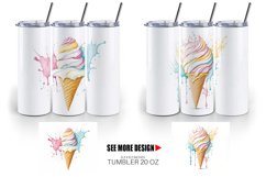 Watercolor Ice Cream | Tumbler Sublimation Wrap Product Image 4