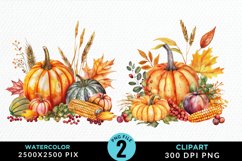 Watercolor Thanksgiving Clipart Bundle Product Image 3