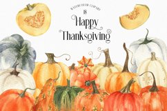 Watercolor Fall Pumpkins Thanksgiving Autumn Clipart Product Image 1