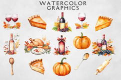Watercolor Thanksgiving Clipart Pack – 26 PNG Autumn Harvest Graphics