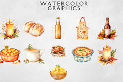 Watercolor Thanksgiving Clipart Pack – 26 PNG Autumn Harvest Graphics