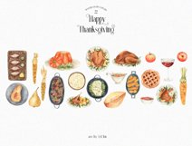 Watercolor Thanksgiving Food Turkey Pie Dishes Fall Clipart Product Image 2