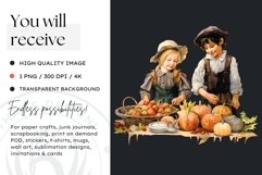 Traditional Thanksgiving kids Watercolor Clipart Product Image 2