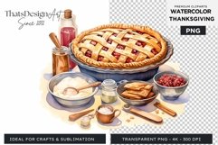 Traditional Thanksgiving cake Watercolor Clipart Product Image 1