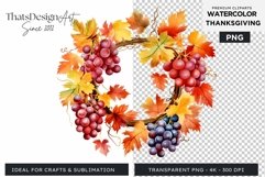 Traditional Thanksgiving wraith Watercolor Clipart Product Image 1