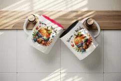 Watercolor Thanksgiving pumpkin scarf cocoa leaves Warm Wishes quote Fall print 20 oz tumbler skinny mug wrap clipart sublimation printable design png