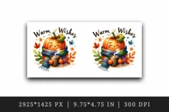 Watercolor Thanksgiving pumpkin scarf cocoa leaves Warm Wishes quote Fall print 20 oz tumbler skinny mug wrap clipart sublimation printable design png