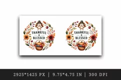 Watercolor Thanksgiving turkey basket harvest fall Thankful Blessed quote print 20oz tumbler skinny mug wrap clipart t-shirt sublimation printable png