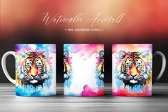 Watercolor Tiger Clipart Mug Wrap Sublimation Background Product Image 1