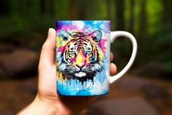 Watercolor Tiger Clipart Mug Wrap Sublimation Background Product Image 2