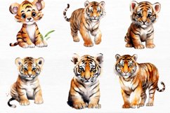 Cute Cartoon Tiger Watercolor Sublimation Clipart Product Image 5