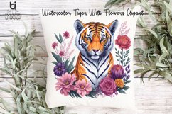 Watercolor Tiger With Flowers Clipart, Mug Sublimation PNG Product Image 10