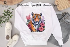 Watercolor Tiger With Flowers Clipart, Mug Sublimation PNG Product Image 11