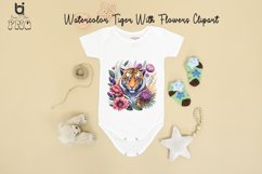 Watercolor Tiger With Flowers Clipart, Mug Sublimation PNG Product Image 12