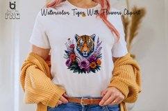 Watercolor Tiger With Flowers Clipart, Mug Sublimation PNG Product Image 2