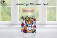 Watercolor Tiger With Flowers Clipart, Mug Sublimation PNG Product Image 5