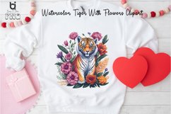 Watercolor Tiger With Flowers Clipart, Mug Sublimation PNG Product Image 6