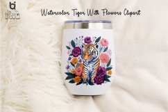 Watercolor Tiger With Flowers Clipart, Mug Sublimation PNG Product Image 7