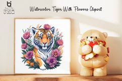 Watercolor Tiger With Flowers Clipart, Mug Sublimation PNG Product Image 9