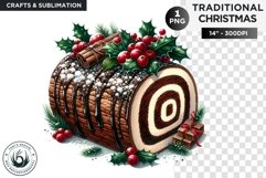 Watercolor Christmas Log Clipart PNG Product Image 1