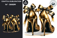 Watercolor Black &amp; Gold high heels New Year Clipart Product Image 1