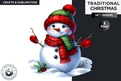 Watercolor Christmas snowman Clipart PNG Product Image 1