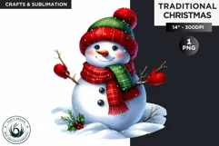 Watercolor Christmas snowman Clipart PNG Product Image 1