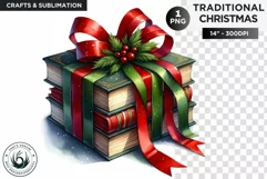 Watercolor Christmas books Clipart PNG Product Image 1
