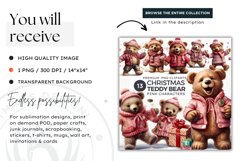 Pink Christmas teddy Bear Clipart PNG for sublimation Product Image 2