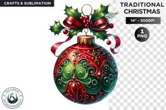 Watercolor Christmas baubles Clipart PNG Product Image 1