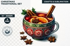 Watercolor Christmas Hot wine Clipart PNG Product Image 1